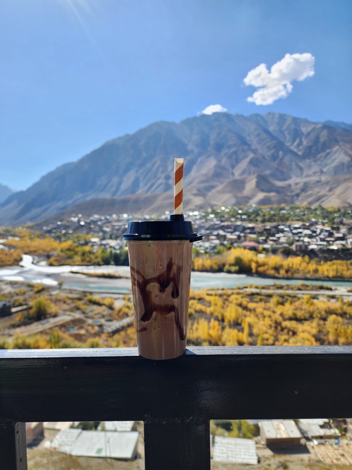 Cafe drink with Kargil valley view